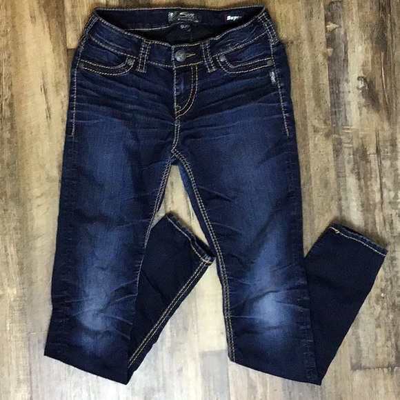 SILVER JEANS Suki Mid, Super Skinny Blue Jeans - Picture 2 of 6